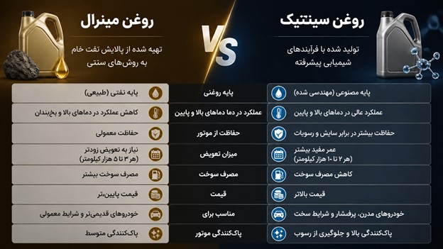 فرق روغن مینرال و روغن سنتتیک
