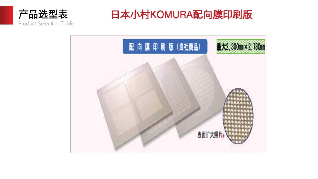 KOMURA Orientation Film Printing Plate